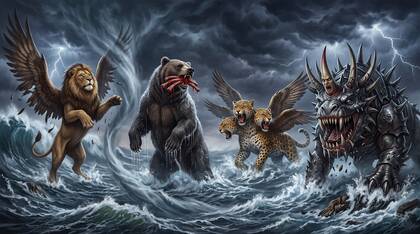 Four Beasts Rise from the Storm-Tossed Sea